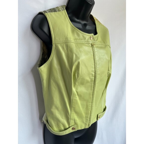 Alberto Makali RARE Kiwi Green Snakeskin Natural Leather Vest 12 Designer Moto - Picture 6 of 10